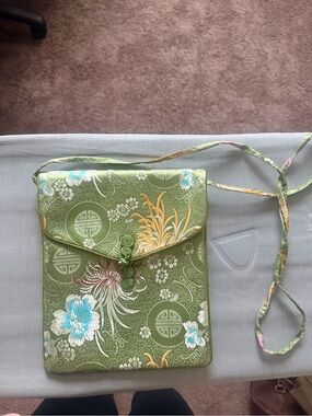 Embroidered Japanese Satin Crossbody Bag